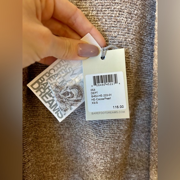 Barefoot Dreams CozyChic Lite Circle Cardigan in Heather Cocoa/Pearl (Rare) - Picture 10 of 12
